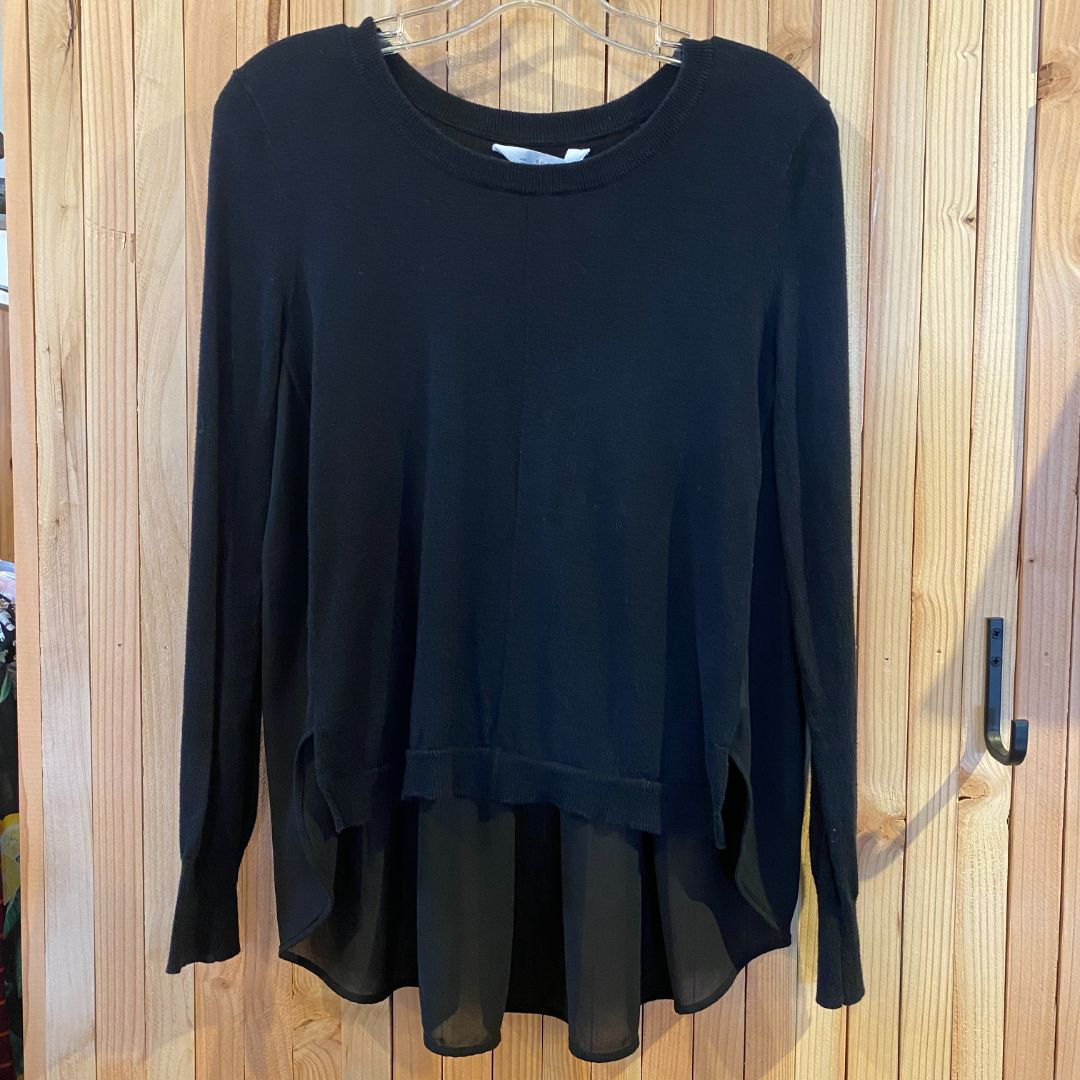 Seed LS Chiffon Back Sweater, Black, XXS