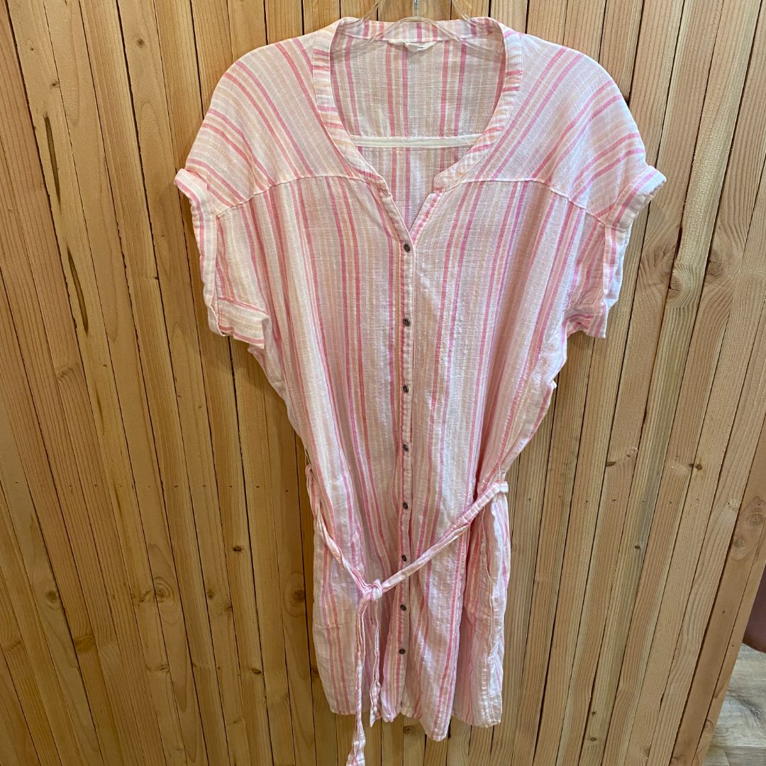 Splendid Belted Shirtdress, Pink Stripe, M