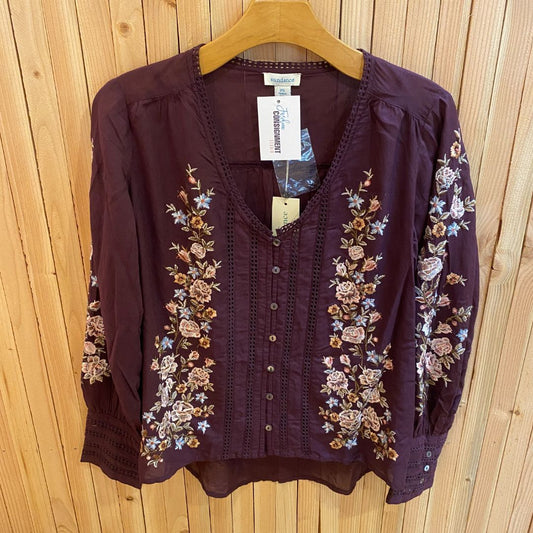 Sundance Embroidered Top W/ Cami, Wine, Sp