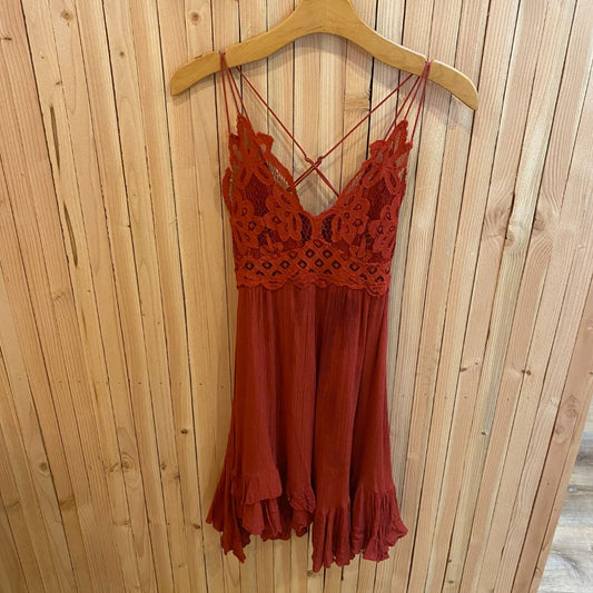 Free People Strappy Babydoll Dress, Deep Red, S